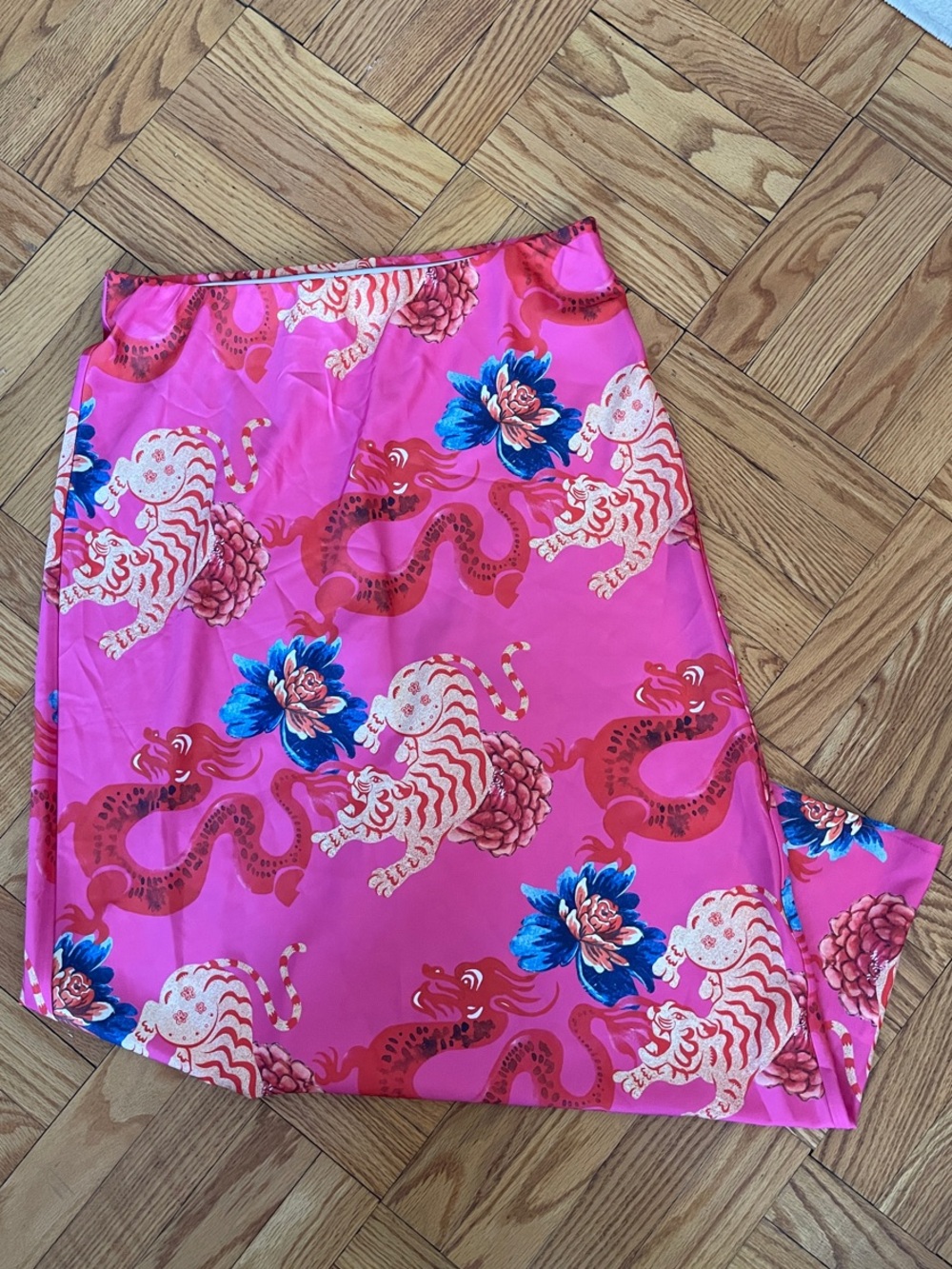 Dressed in LALA Pink Floral & Dragon Maxi Skirt